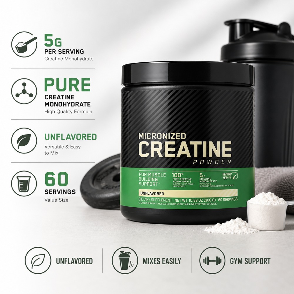 Nutrition And Fitness - Creatina Monoidrato in Polvere 300g, Supporto